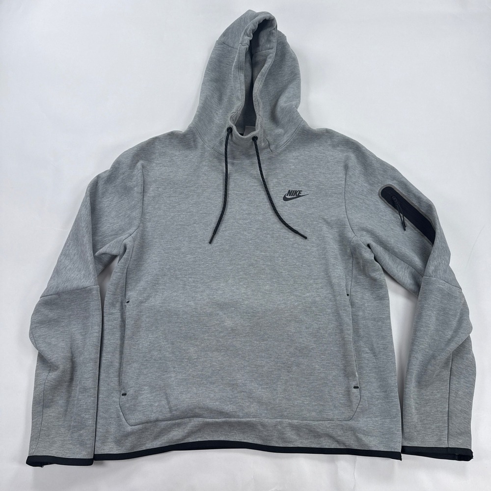 Nike Tech Fleece Pullover Hoodie Mens Medium Grey Heather Arm Pocket DD5174-063